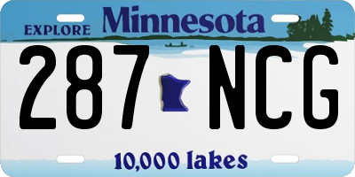 MN license plate 287NCG