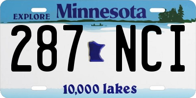 MN license plate 287NCI