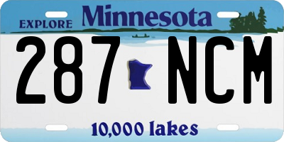 MN license plate 287NCM