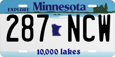 MN license plate 287NCW
