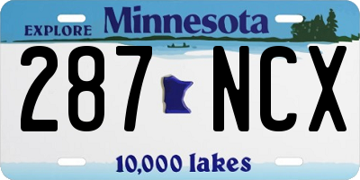 MN license plate 287NCX