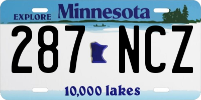MN license plate 287NCZ