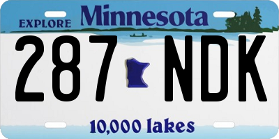 MN license plate 287NDK