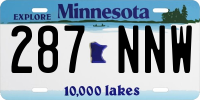 MN license plate 287NNW