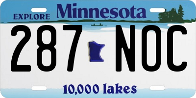 MN license plate 287NOC