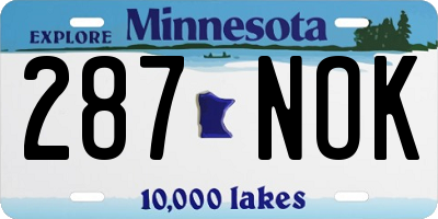 MN license plate 287NOK