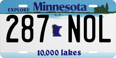 MN license plate 287NOL