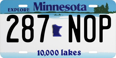 MN license plate 287NOP