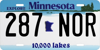 MN license plate 287NOR