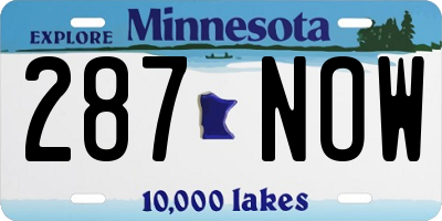 MN license plate 287NOW