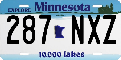 MN license plate 287NXZ