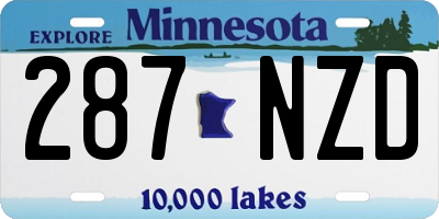 MN license plate 287NZD