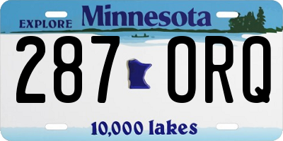 MN license plate 287ORQ