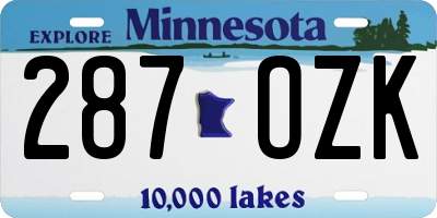 MN license plate 287OZK
