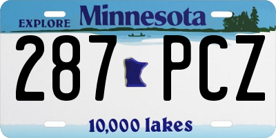 MN license plate 287PCZ