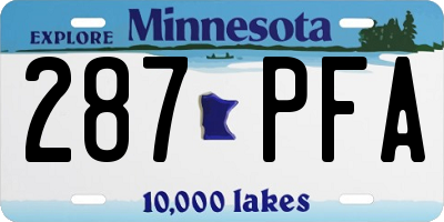 MN license plate 287PFA