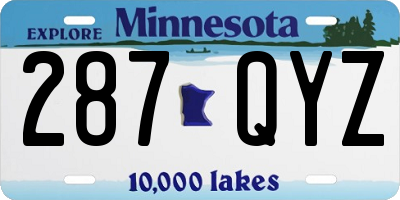 MN license plate 287QYZ