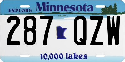 MN license plate 287QZW
