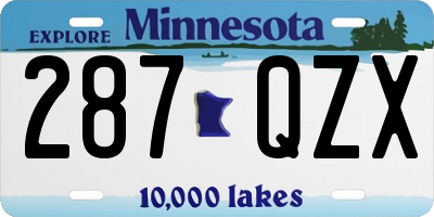 MN license plate 287QZX