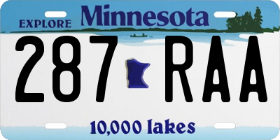 MN license plate 287RAA