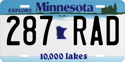 MN license plate 287RAD
