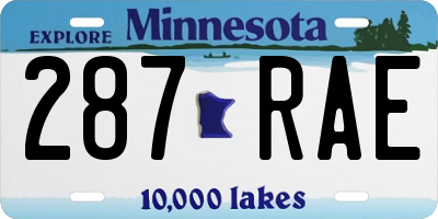 MN license plate 287RAE