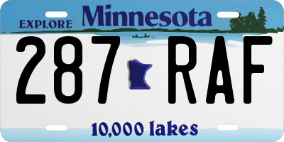 MN license plate 287RAF