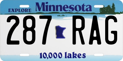 MN license plate 287RAG