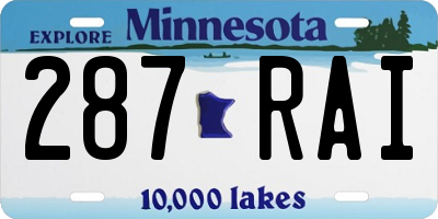 MN license plate 287RAI