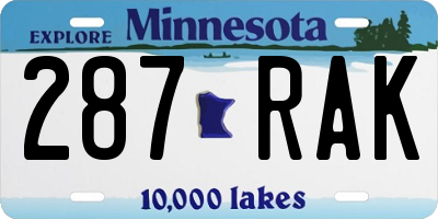 MN license plate 287RAK