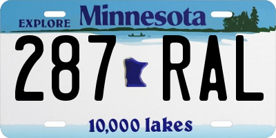 MN license plate 287RAL