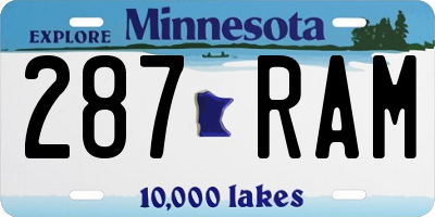 MN license plate 287RAM