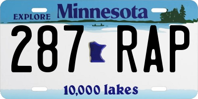 MN license plate 287RAP
