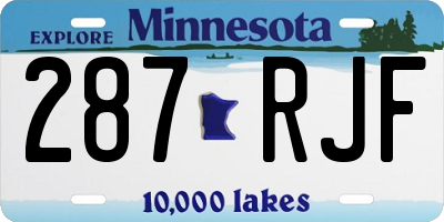 MN license plate 287RJF