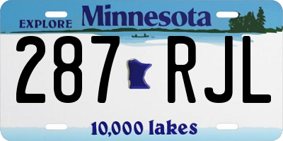 MN license plate 287RJL