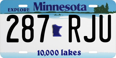 MN license plate 287RJU