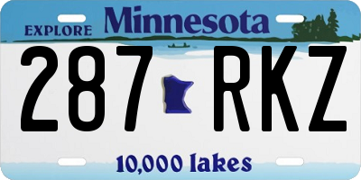MN license plate 287RKZ