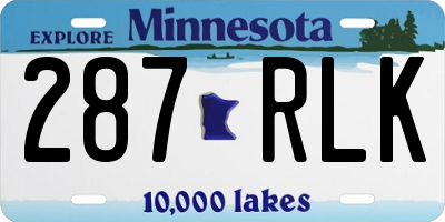 MN license plate 287RLK