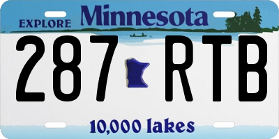 MN license plate 287RTB