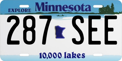 MN license plate 287SEE