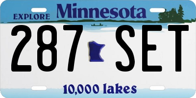 MN license plate 287SET