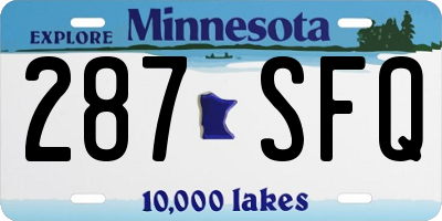 MN license plate 287SFQ