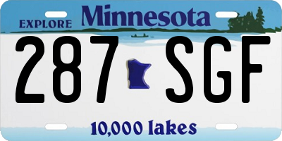 MN license plate 287SGF