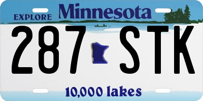 MN license plate 287STK