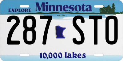 MN license plate 287STO