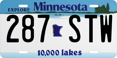 MN license plate 287STW