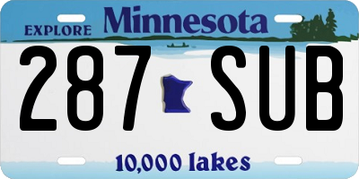 MN license plate 287SUB