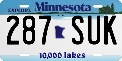 MN license plate 287SUK