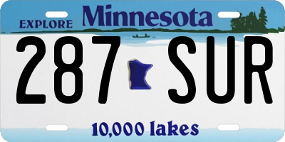 MN license plate 287SUR