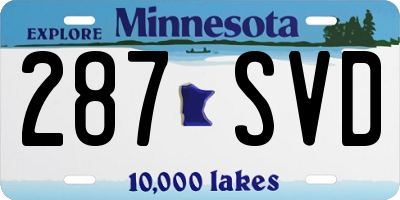 MN license plate 287SVD